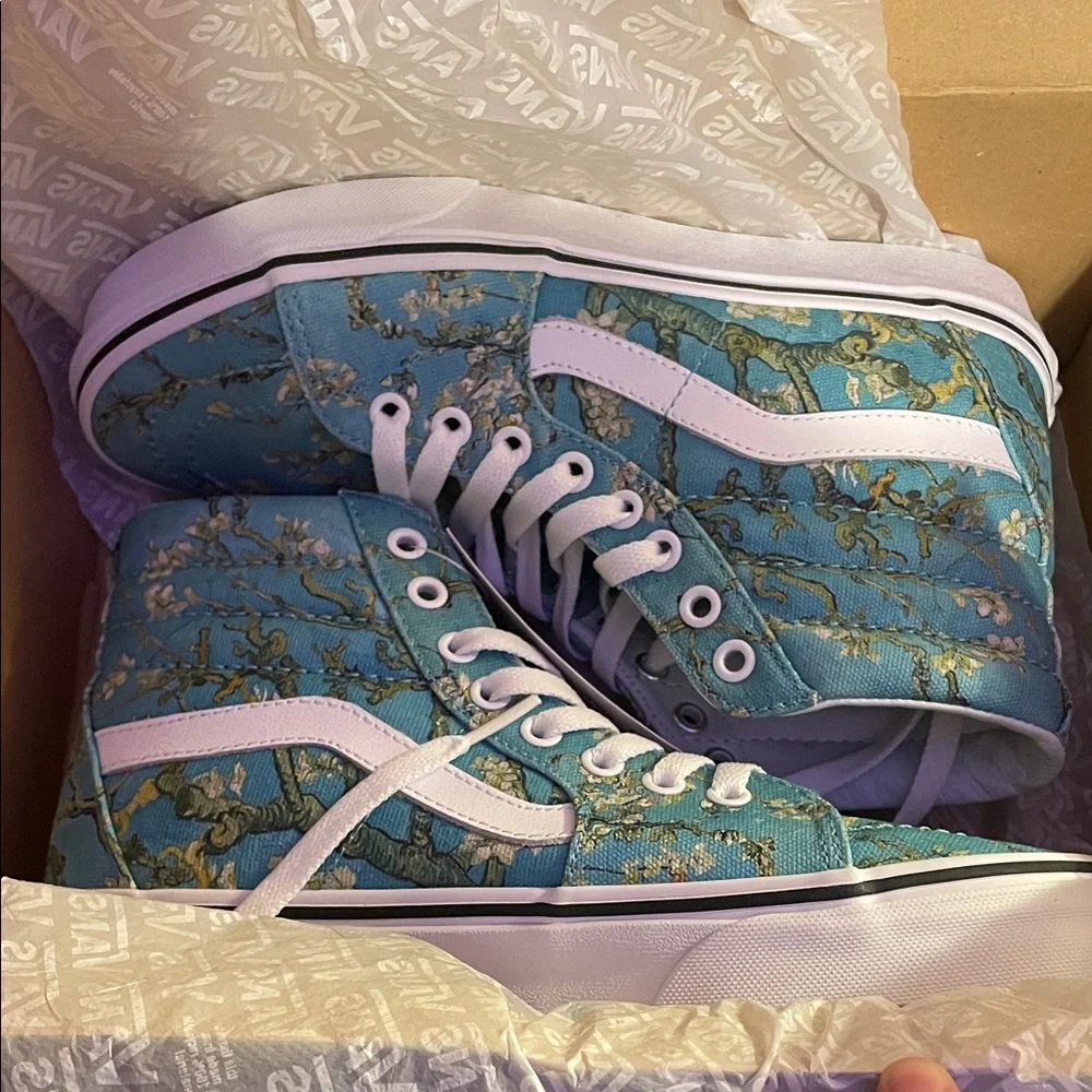 NEW IN BOX 🎨 Van Gogh “Almond Blossom” Vans SK8-Hi - Picture 1 of 8